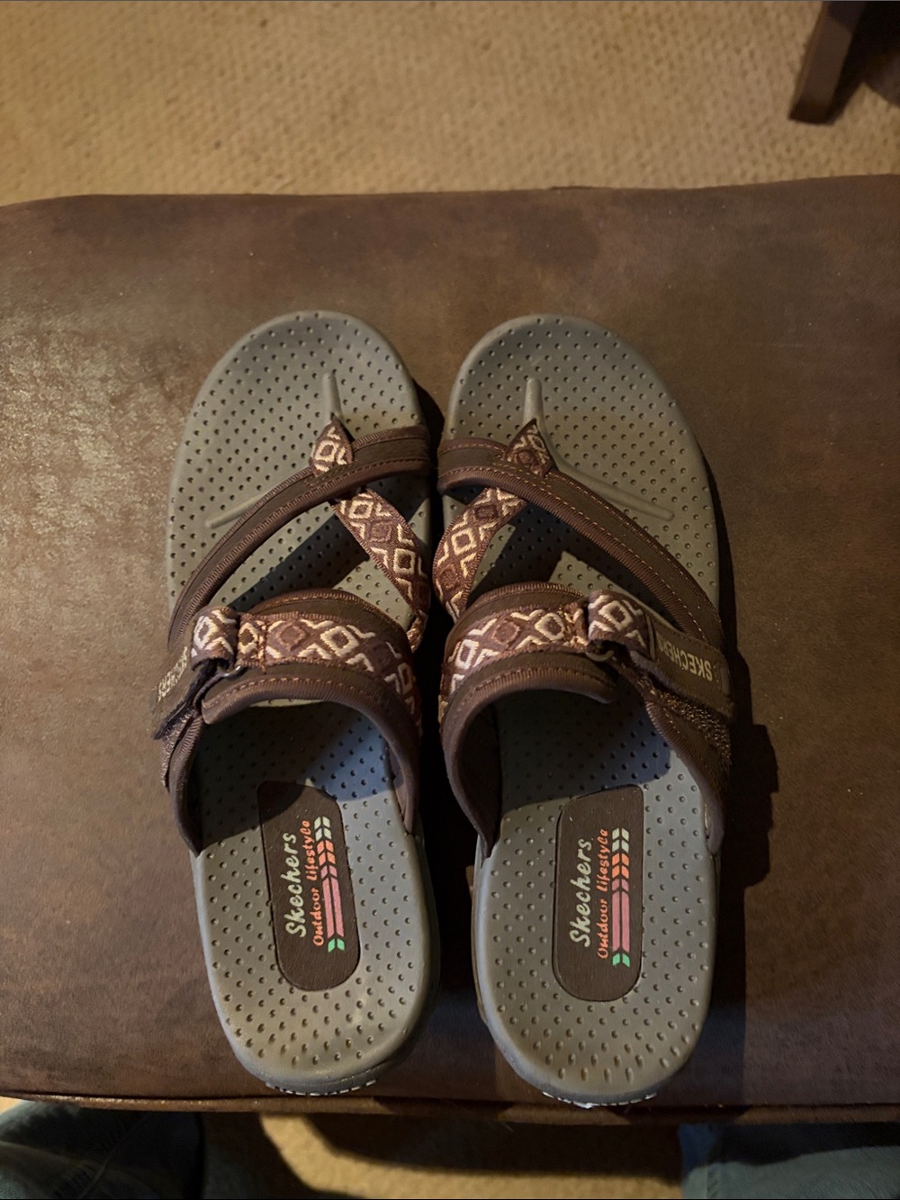 Skechers Kids Brown and Gray Patterned Strap Sandals